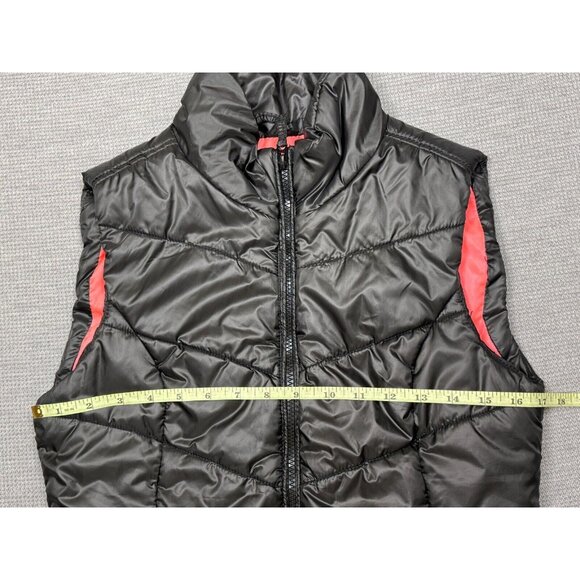 Aeropostale Womens Puffer Vest Black Coral Full Zip Pockets Size Medium - Picture 10 of 13